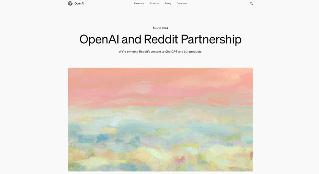 OpenAI 官网的合作公告