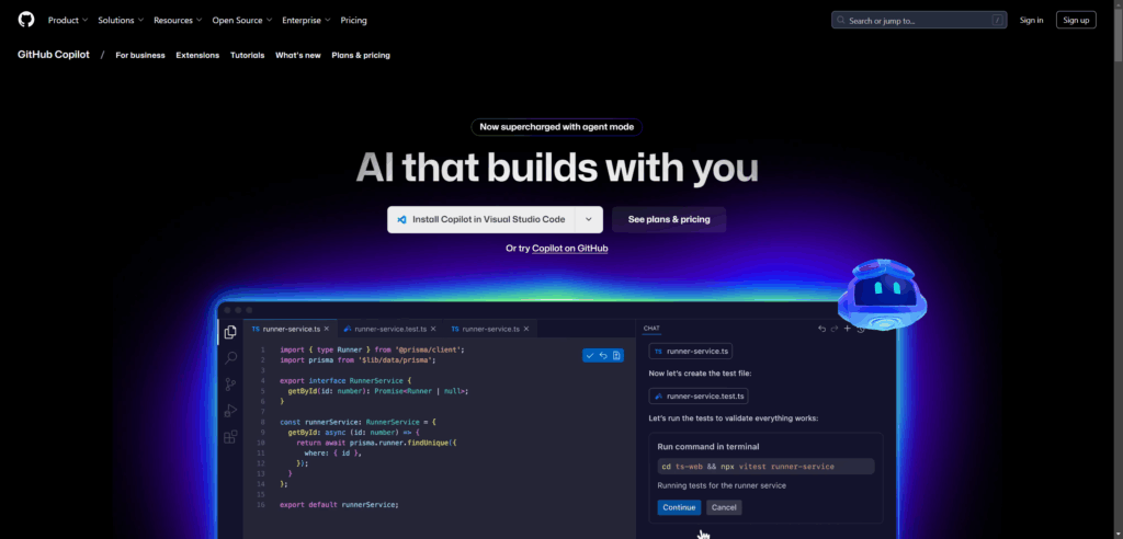 GitHub Copilot 首页预览